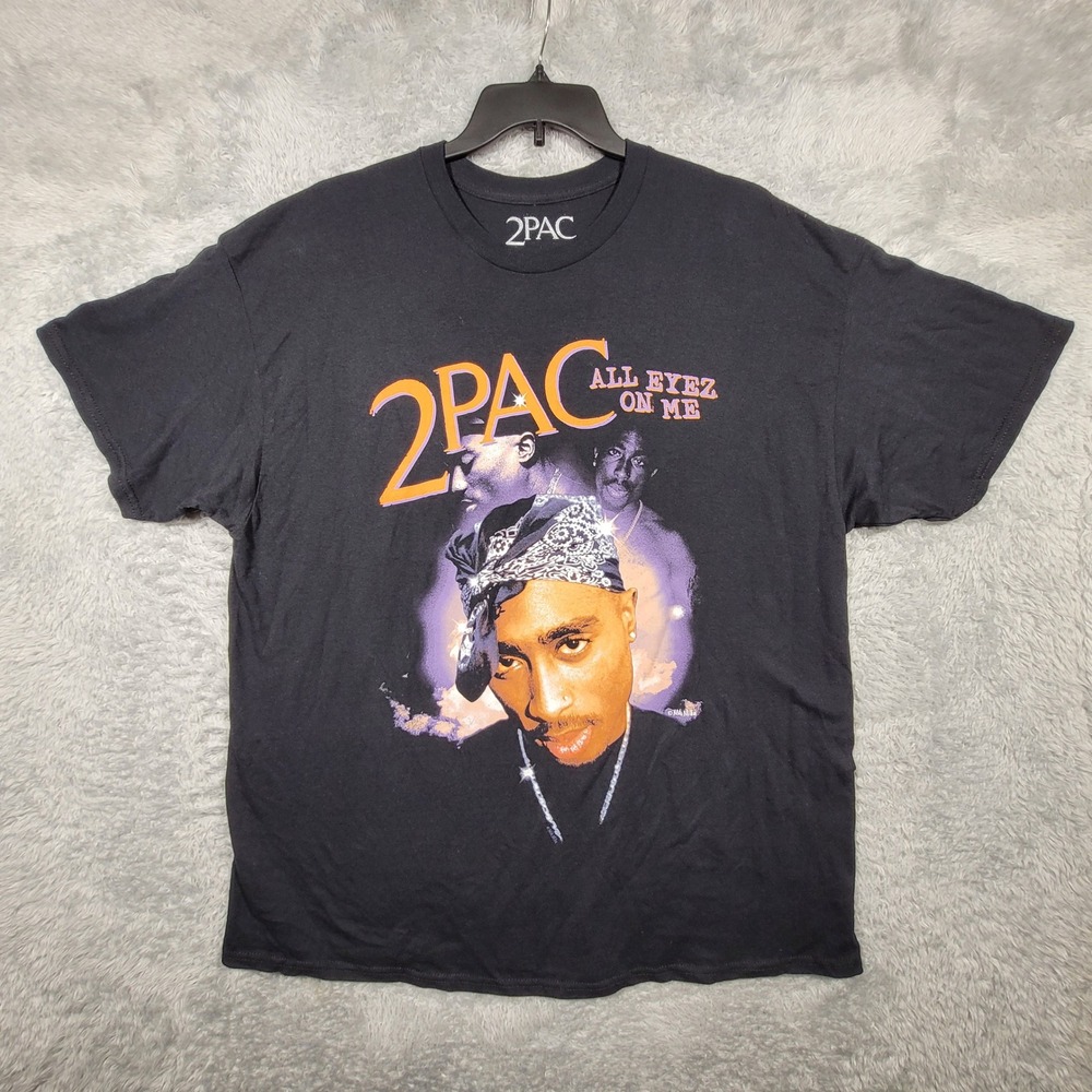 2PAC All Eyez On Me T Shirt Mens 2XL Black Rap Hip Hop Music Tee